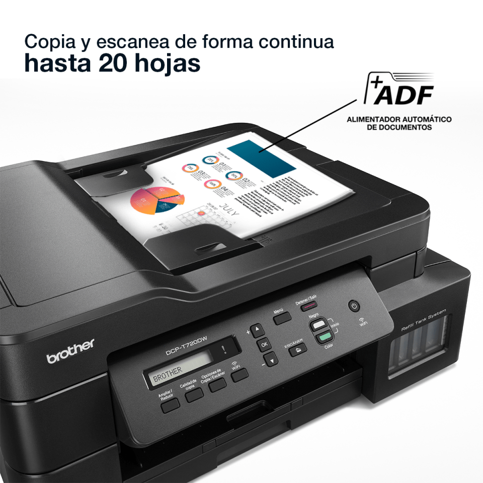 Multifuncional de inyección de tinta a color DCP-T720DW InkBenefit Tank con conectividad inalámbrica e impresión dúplex - Imagen 5