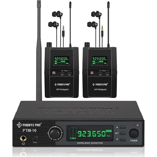 Sistema de Monitor In-Ear Estéreo PTM-10-2B Inalámbrico UHF