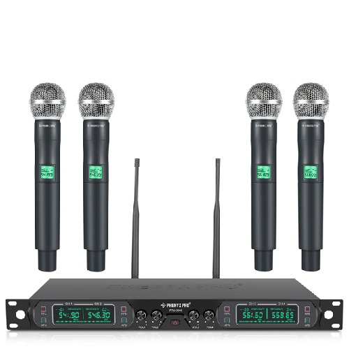Sistema de Micrófono Inalámbrico PTU-5000-4H Cuádruple de Frecuencia Fija UHF