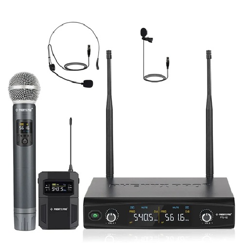 Sistema de Micrófono Inalámbrico PTU-52-1H1B Doble con Salto de Frecuencia
